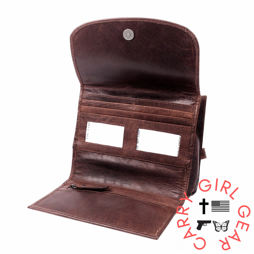 Concealed Carry Raelynn Buffalo Leather Crossbody Rfid Organizer By Lady Conceal Bags