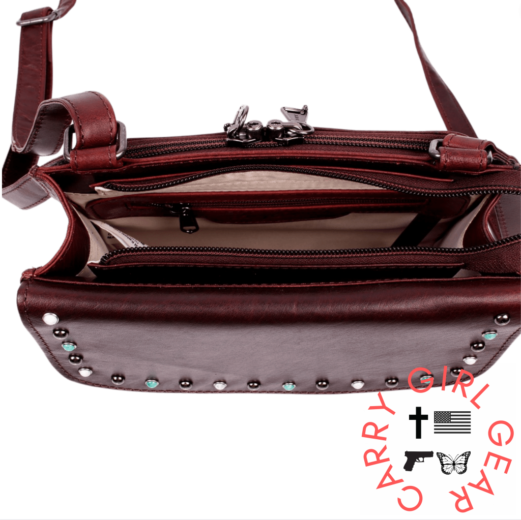 Concealed Carry Raelynn Buffalo Leather Crossbody Rfid Organizer By Lady Conceal Bags