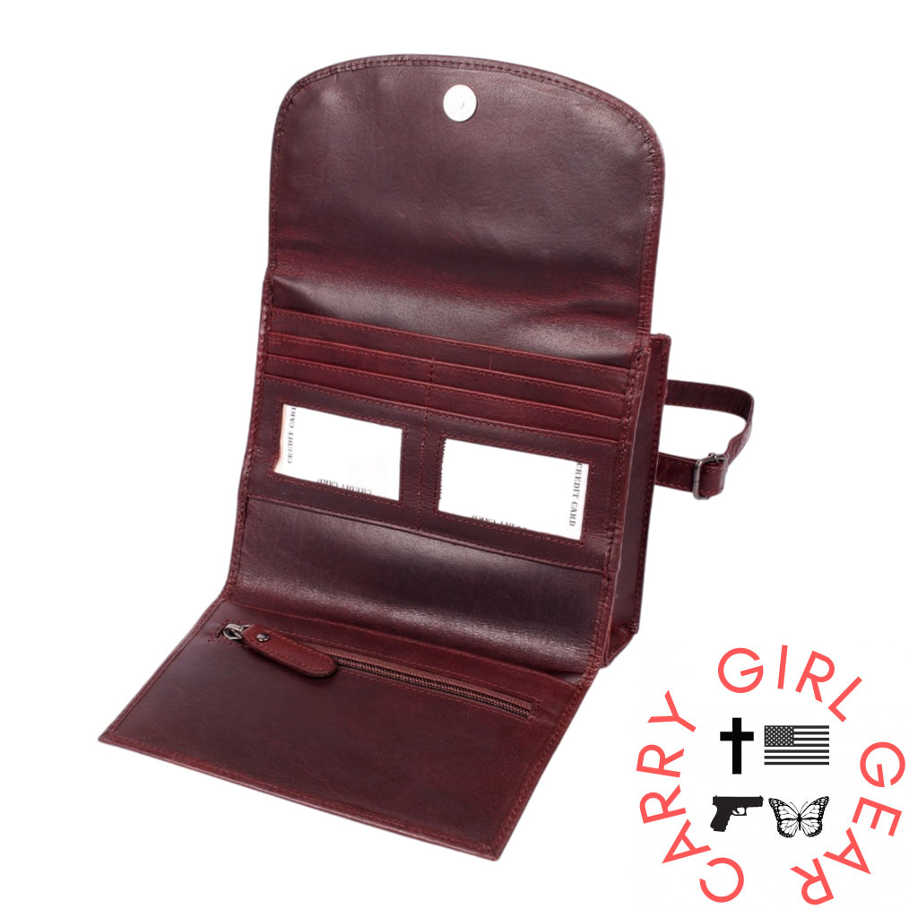 Concealed Carry Raelynn Buffalo Leather Crossbody Rfid Organizer By Lady Conceal Bags