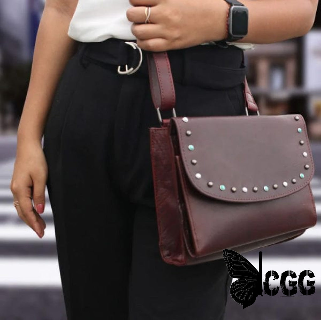 Concealed Carry Raelynn Buffalo Leather Crossbody Rfid Organizer By Lady Conceal Burgundy Bags