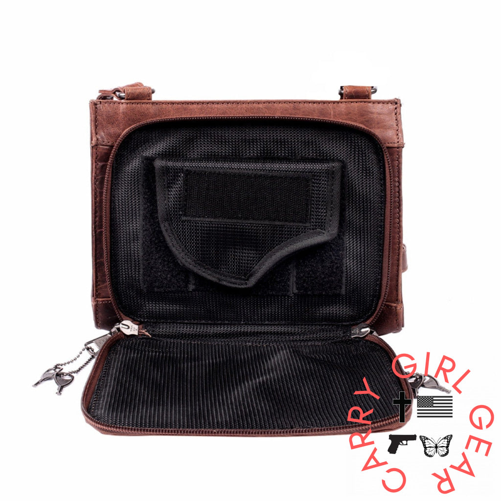 Concealed Carry Raelynn Buffalo Leather Crossbody Rfid Organizer By Lady Conceal Bags