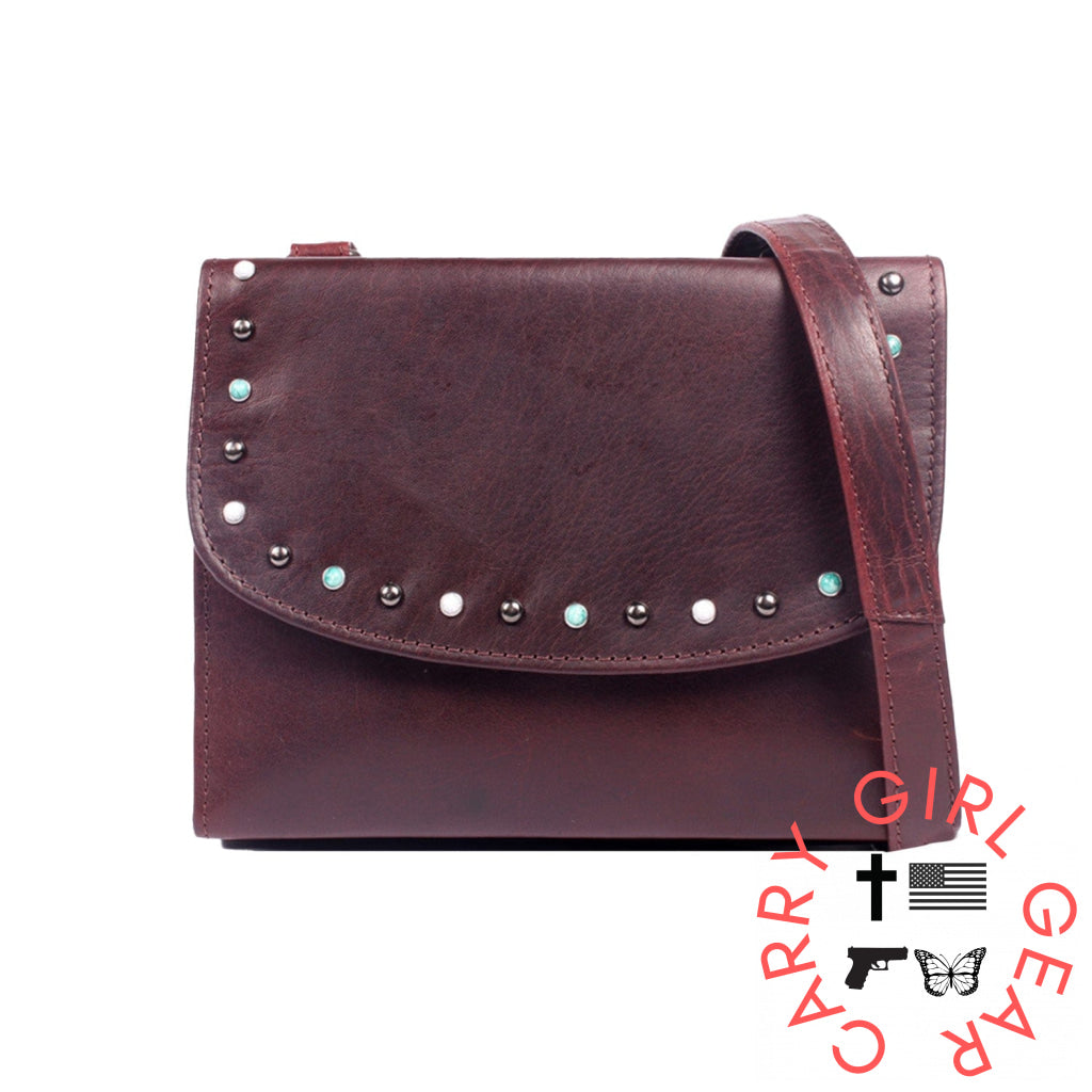 Concealed Carry Raelynn Buffalo Leather Crossbody Rfid Organizer By Lady Conceal Burgundy Bags