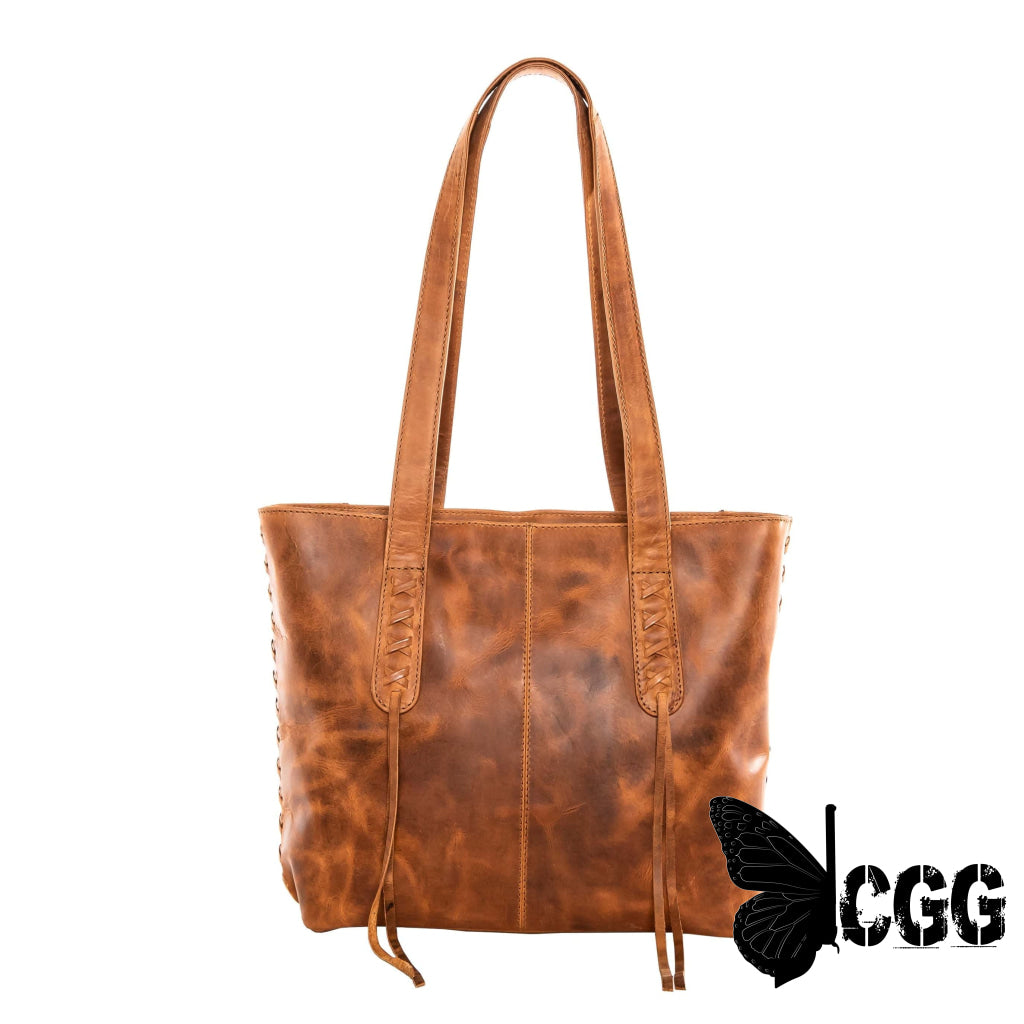 Concealed Carry Reagan Medium Leather Tote By Lady Conceal Cognac Totes