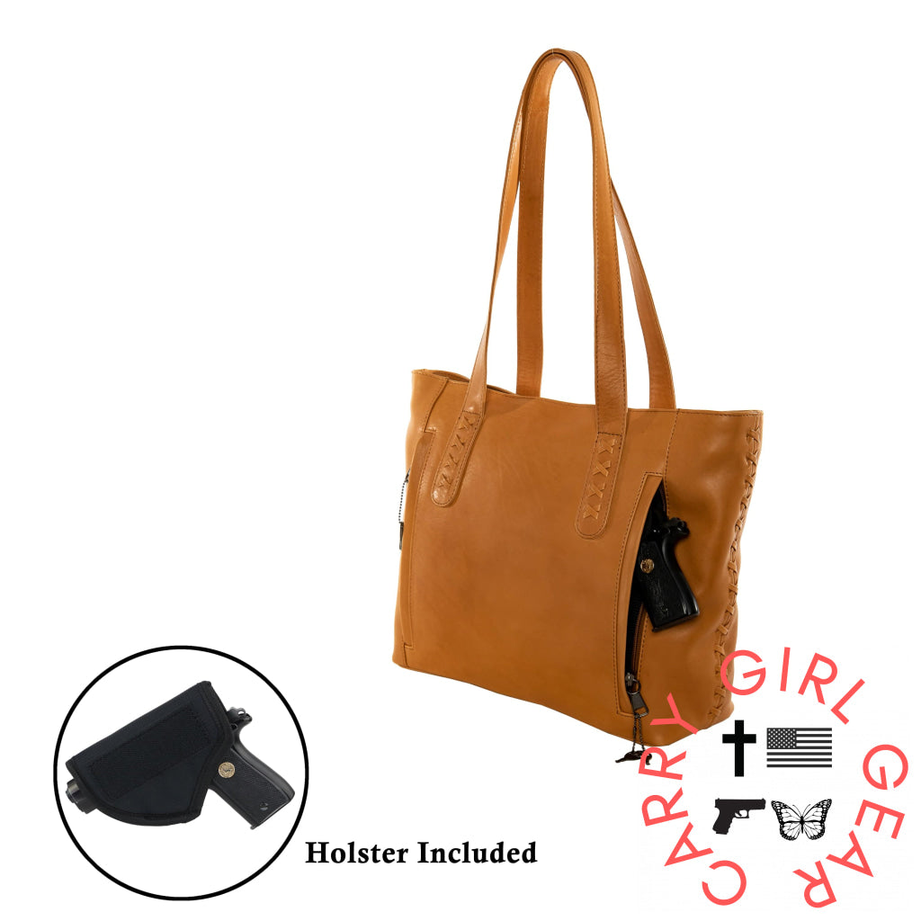 Concealed Carry Reagan Medium Leather Tote By Lady Conceal Totes