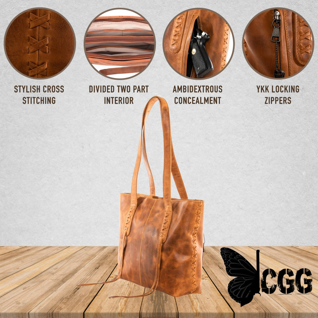 Concealed Carry Reagan Medium Leather Tote By Lady Conceal Totes