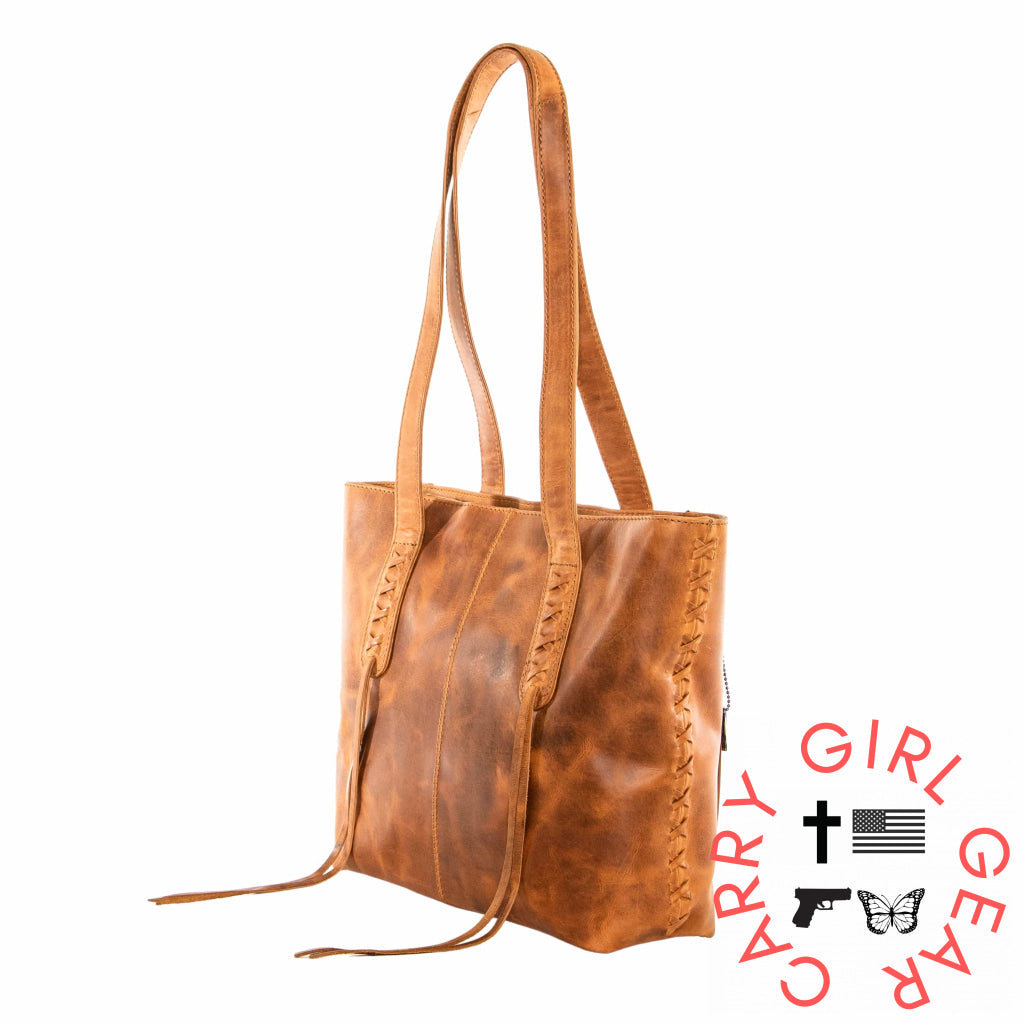 Concealed Carry Reagan Medium Leather Tote By Lady Conceal Totes