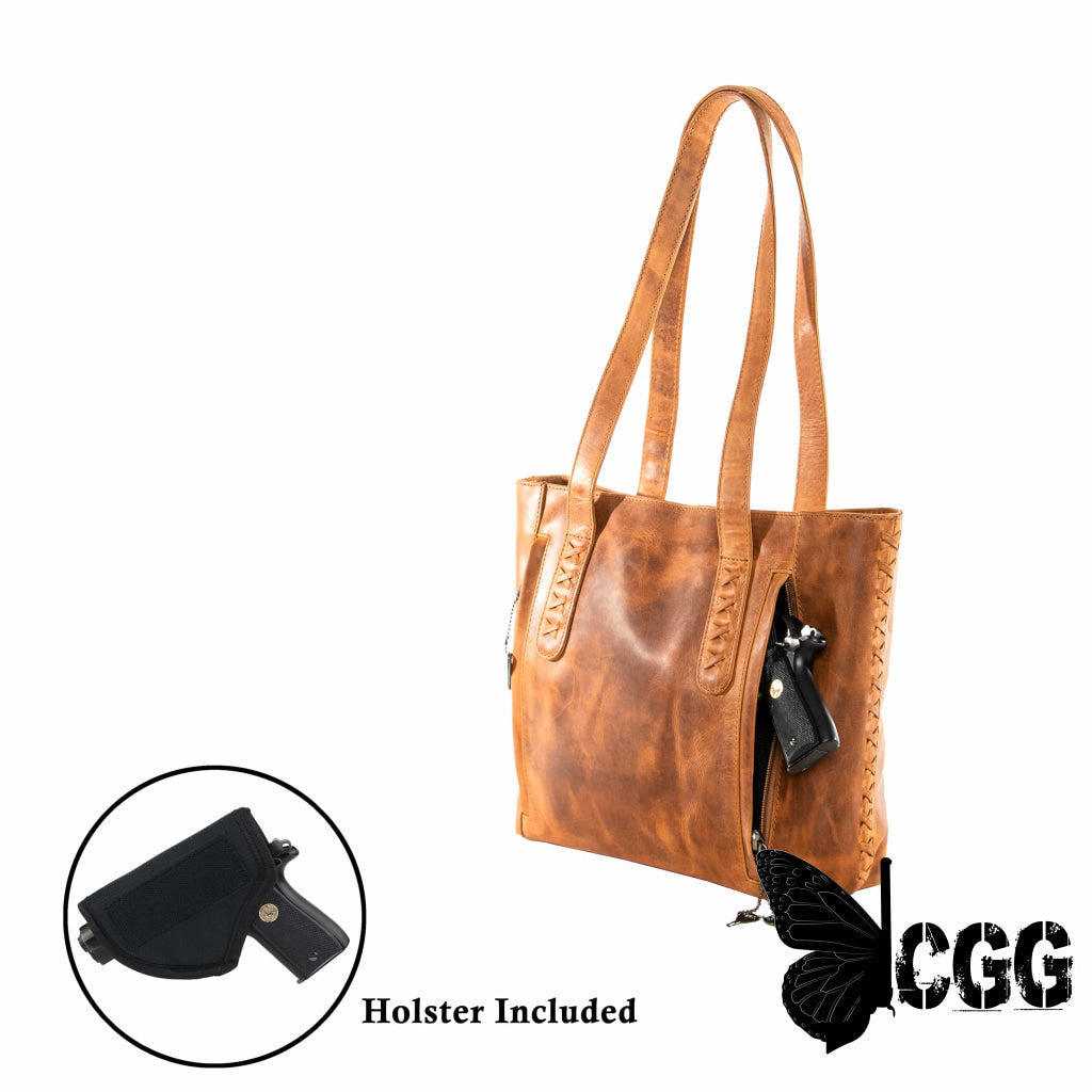 Concealed Carry Reagan Medium Leather Tote By Lady Conceal Totes