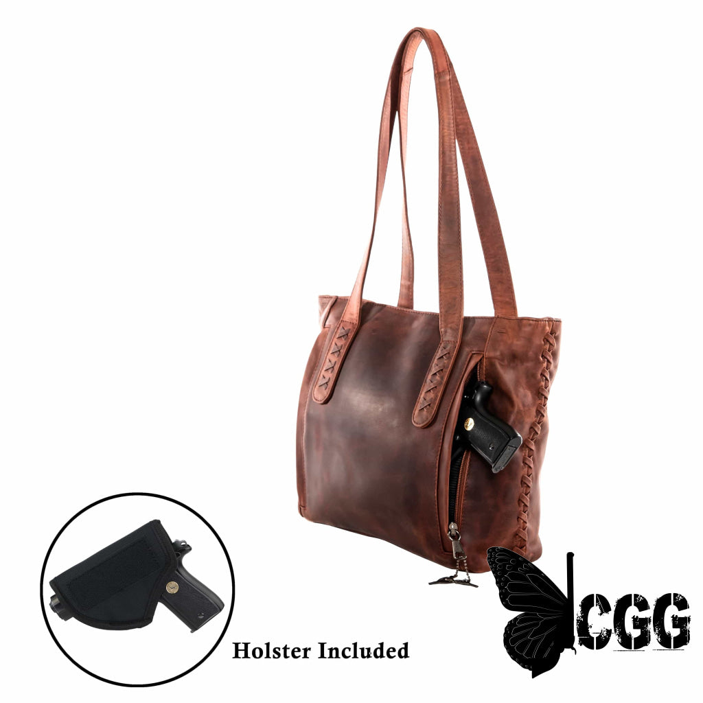 Concealed Carry Reagan Medium Leather Tote By Lady Conceal Totes