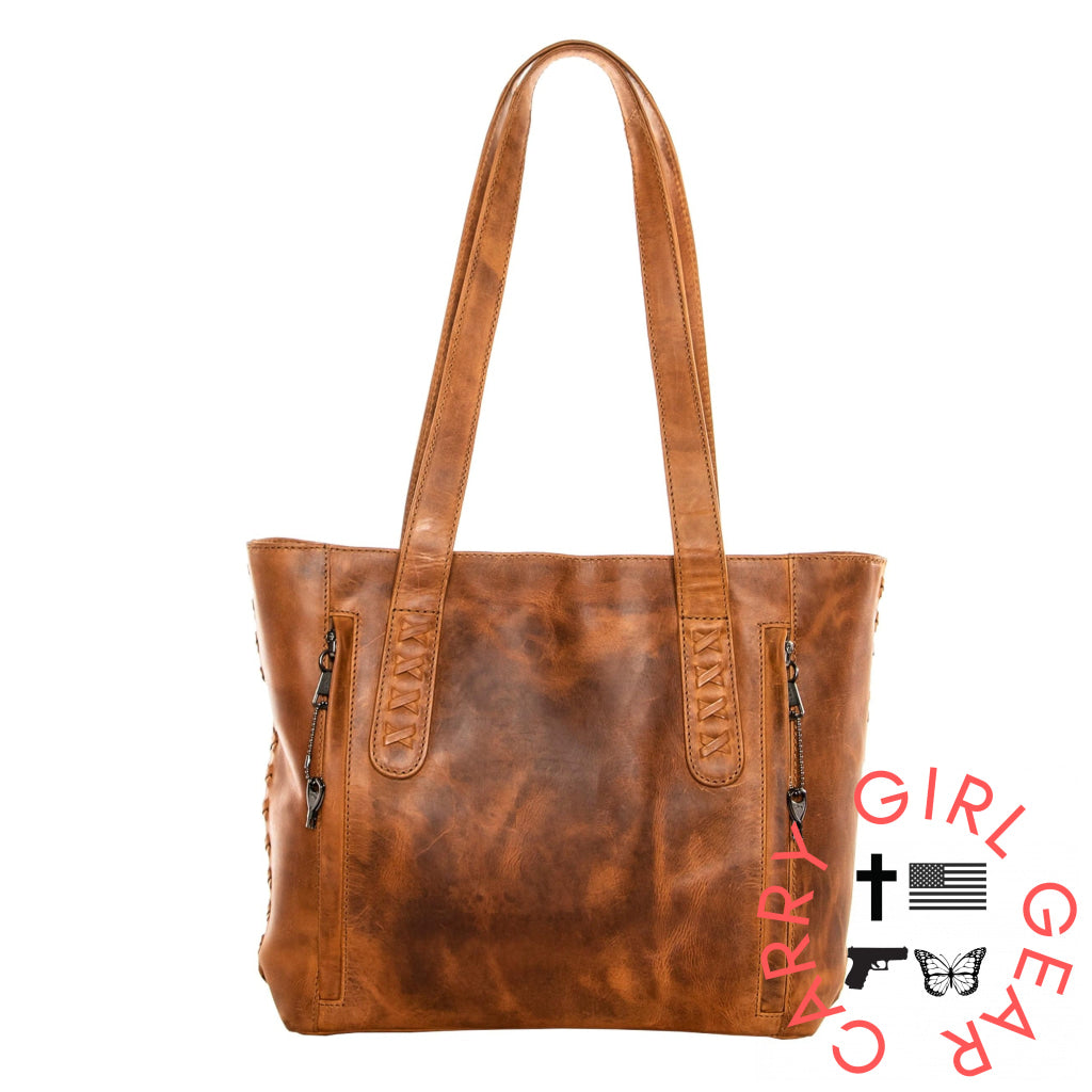Concealed Carry Reagan Medium Leather Tote By Lady Conceal Totes