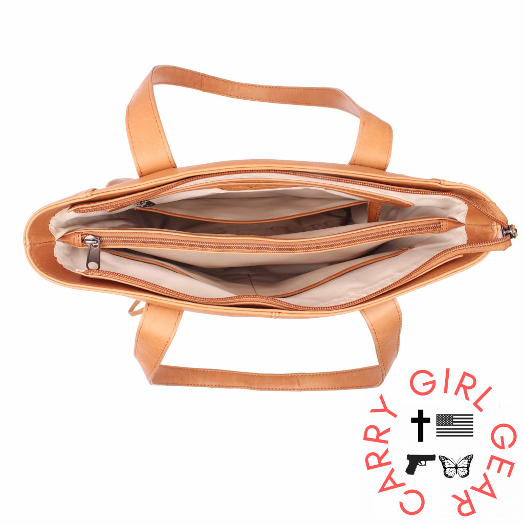 Concealed Carry Reagan Medium Leather Tote By Lady Conceal Totes