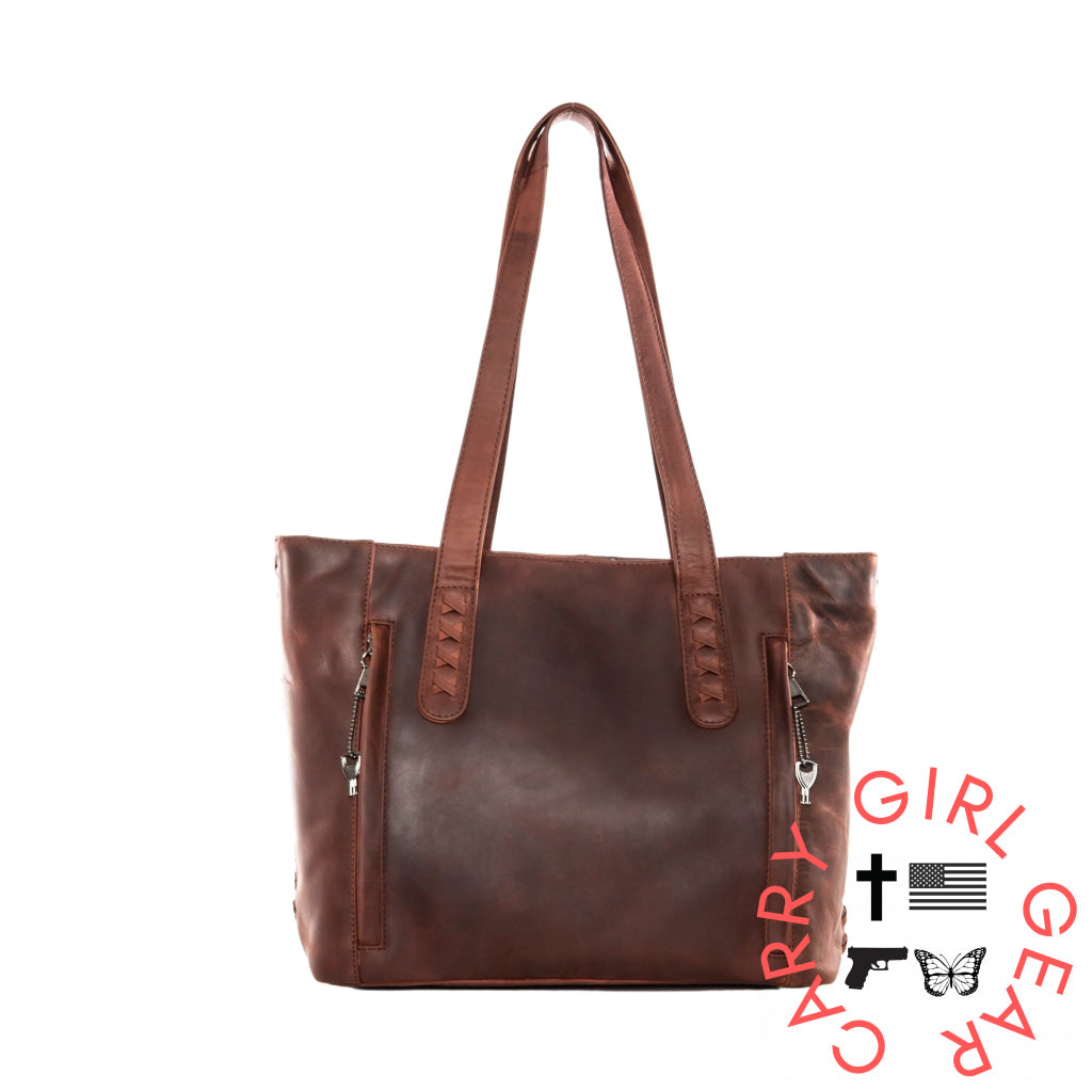 Concealed Carry Reagan Medium Leather Tote By Lady Conceal Totes