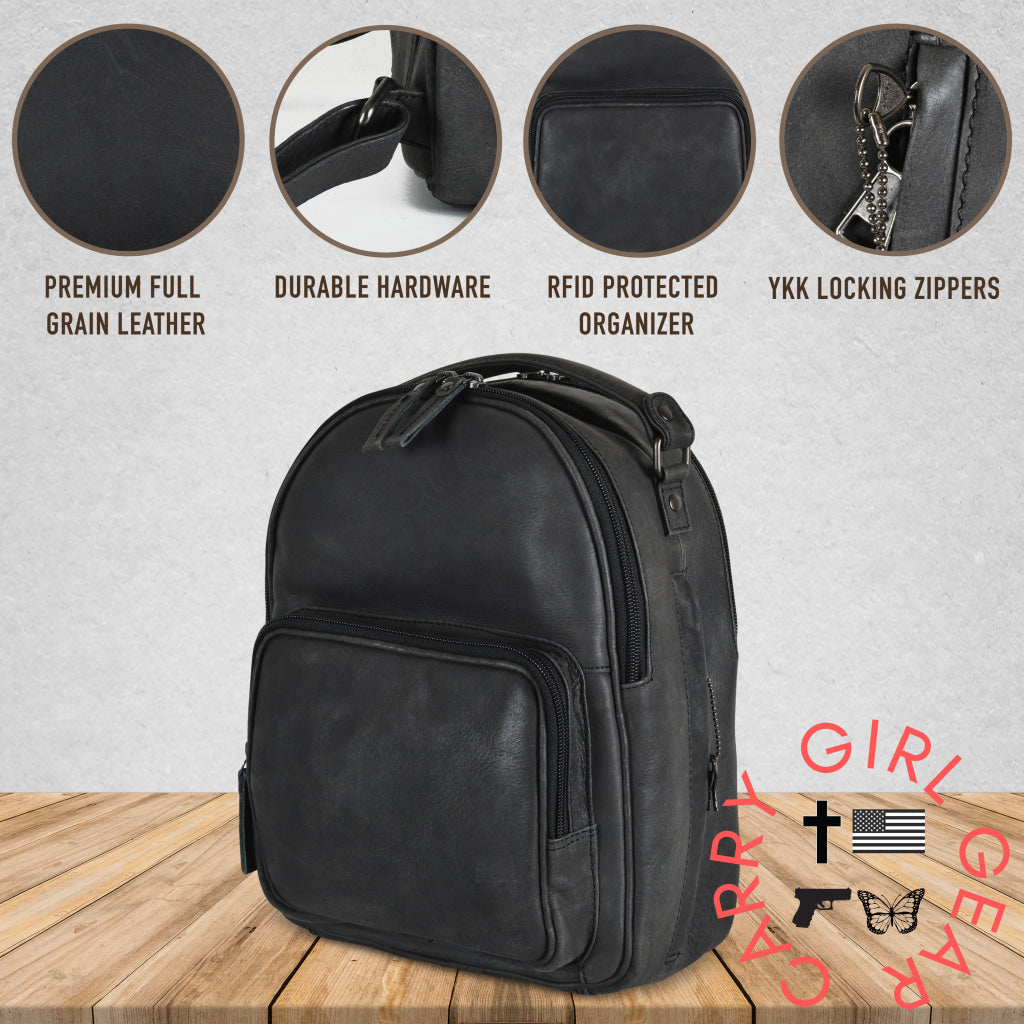 Concealed Carry Reese Unisex Leather Backpack Backpacks
