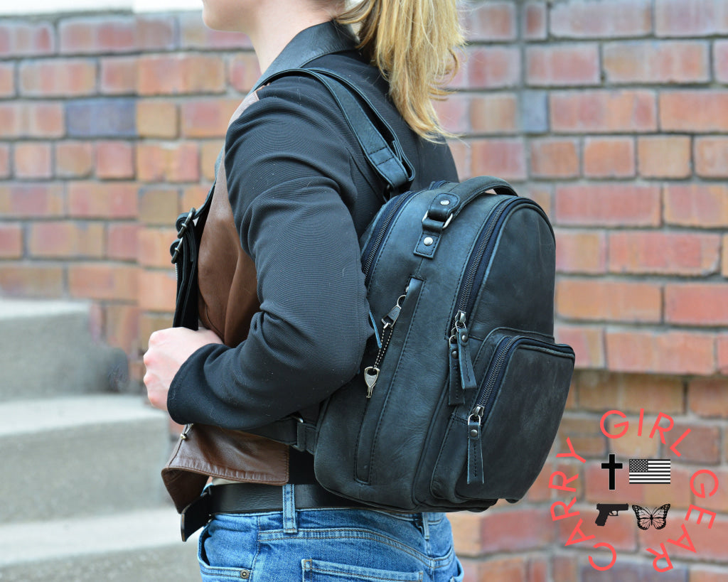 Concealed Carry Reese Unisex Leather Backpack Backpacks