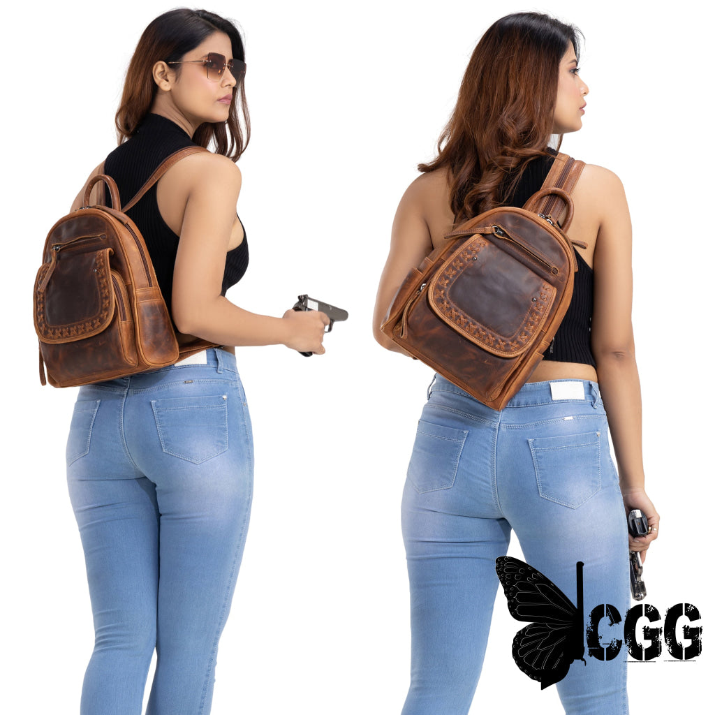 Concealed Carry Rfid Daisy Leather Backpack By Lady Conceal Backpacks