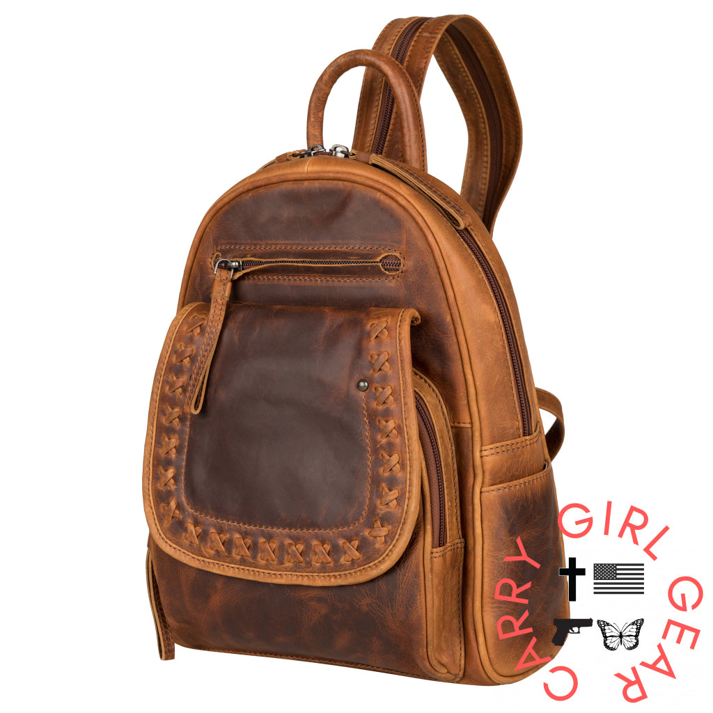 Concealed Carry Rfid Daisy Leather Backpack By Lady Conceal Backpacks