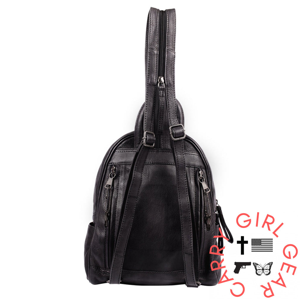 Concealed Carry Rfid Daisy Leather Backpack By Lady Conceal Backpacks