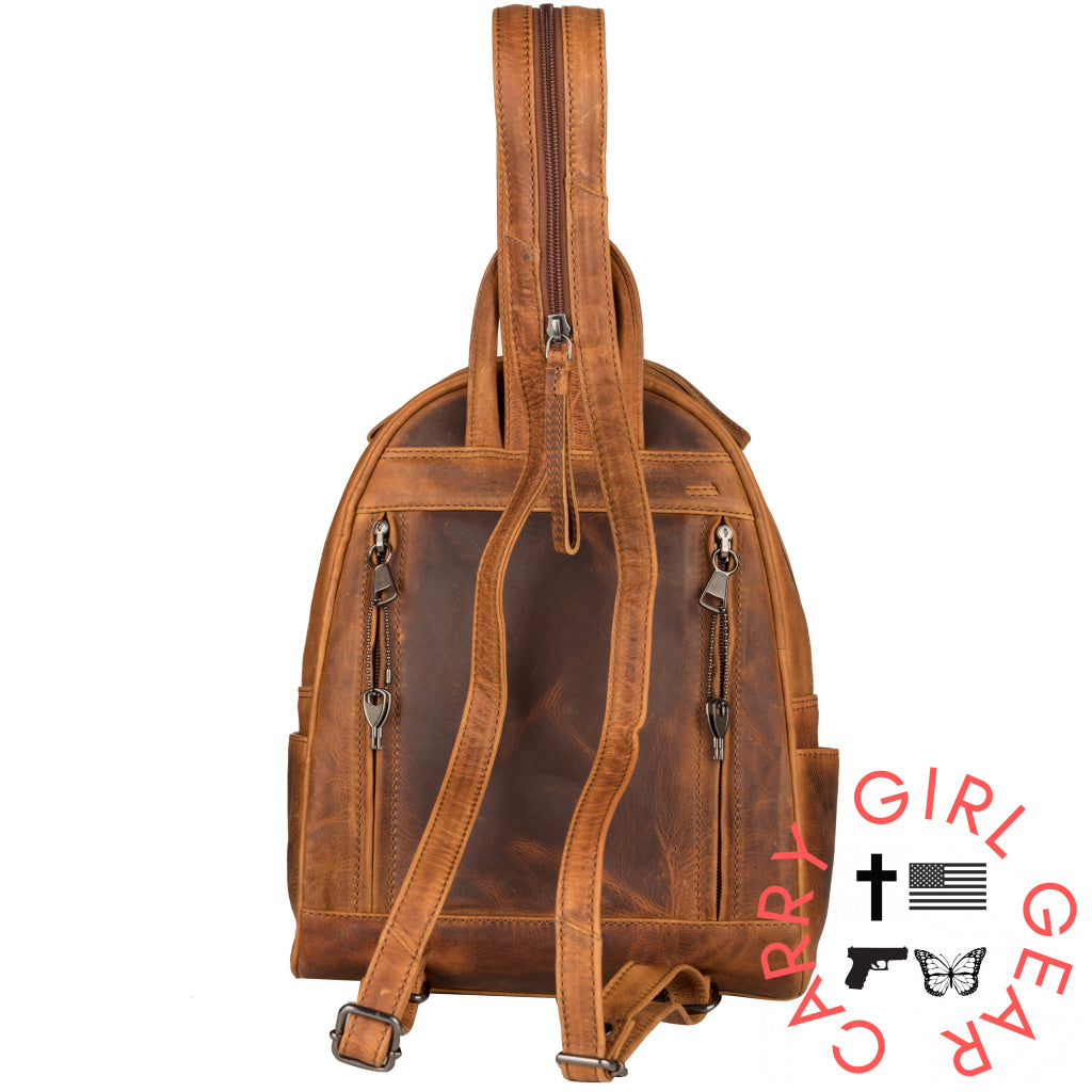 Concealed Carry Rfid Daisy Leather Backpack By Lady Conceal Backpacks