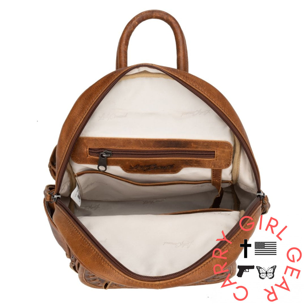 Concealed Carry Rfid Daisy Leather Backpack By Lady Conceal Backpacks
