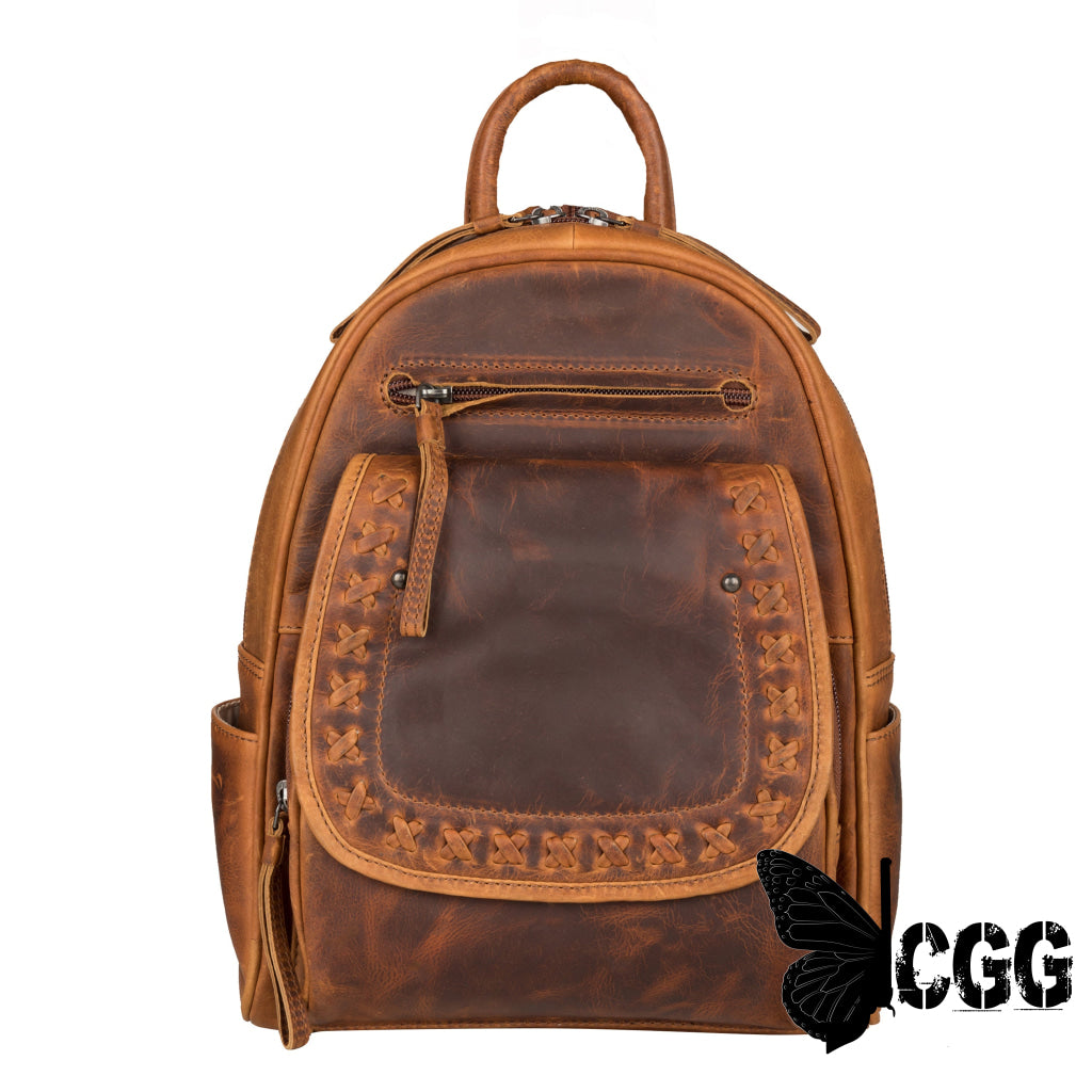 Concealed Carry Rfid Daisy Leather Backpack By Lady Conceal Cognac Backpacks