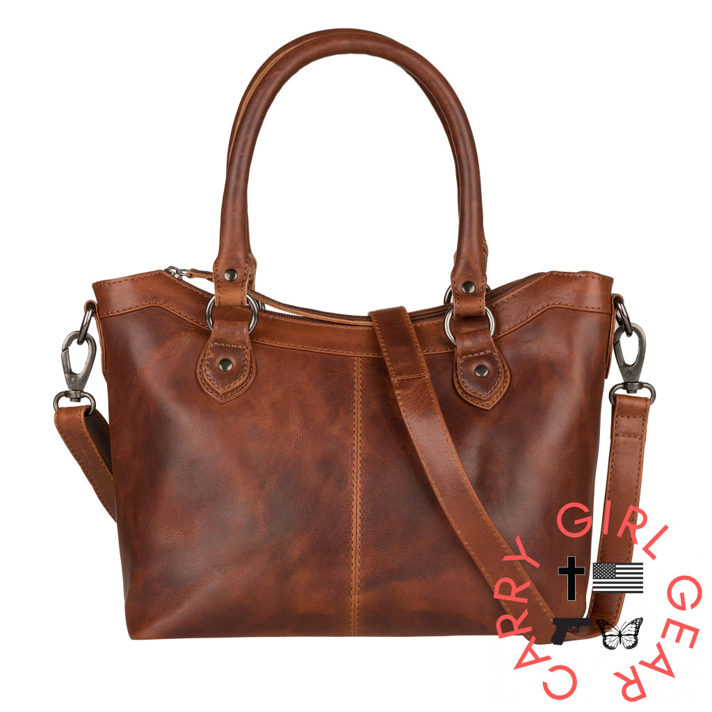 Concealed Carry Sadie Leather Satchel By Lady Conceal Cognac Satchels