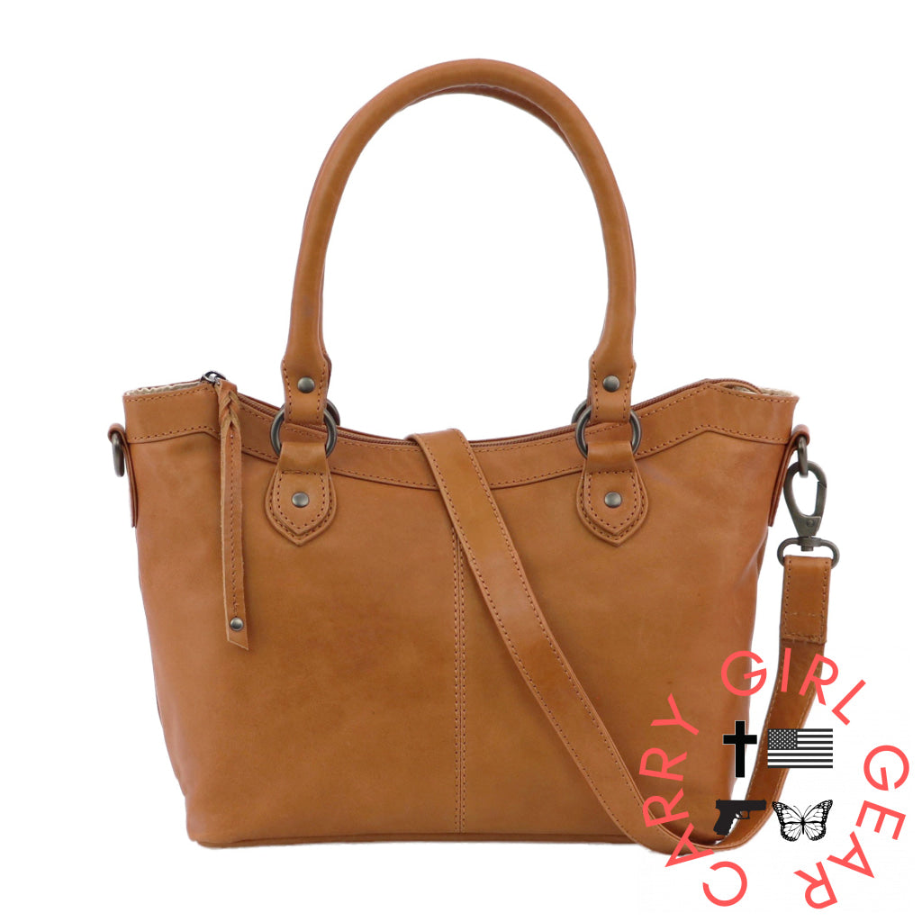 Concealed Carry Sadie Leather Satchel By Lady Conceal Caramel Satchels
