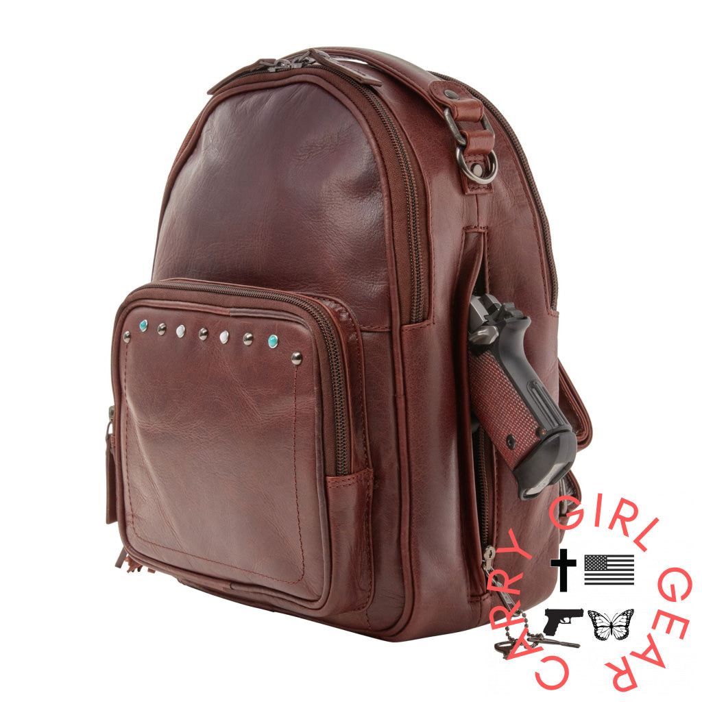 Concealed Carry Sawyer Leather Backpack By Lady Conceal Backpacks