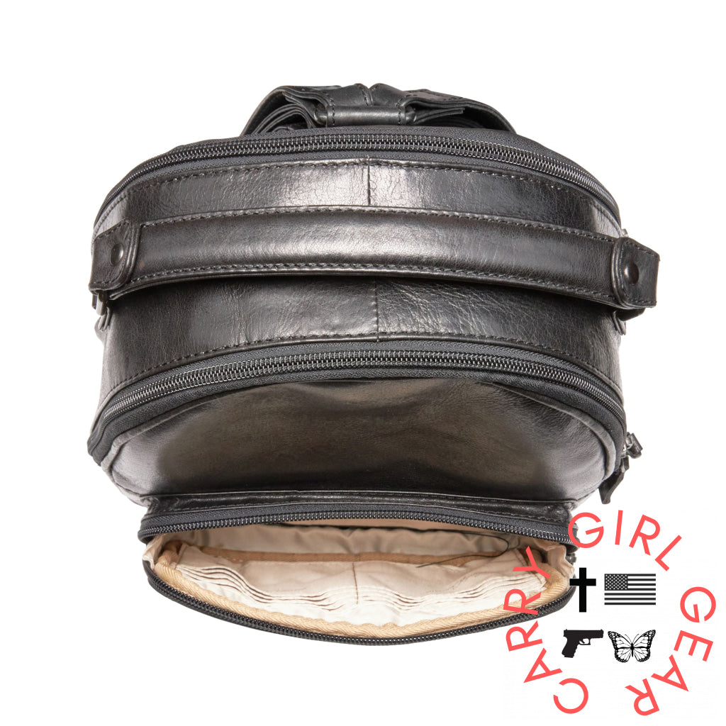 Concealed Carry Sawyer Leather Backpack By Lady Conceal Backpacks