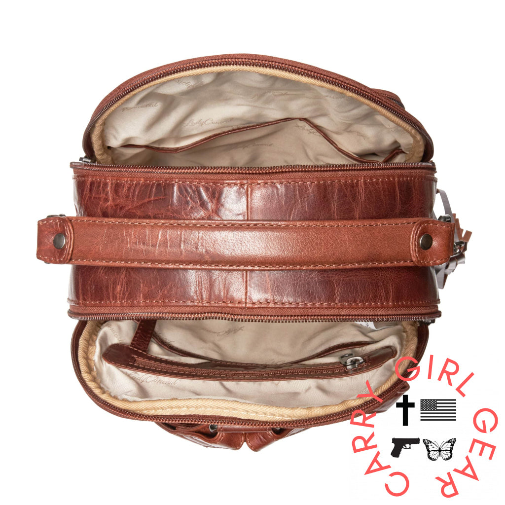 Concealed Carry Sawyer Leather Backpack By Lady Conceal Backpacks