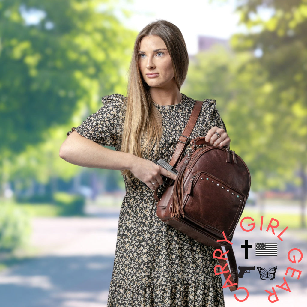 Concealed Carry Sawyer Leather Backpack By Lady Conceal Backpacks