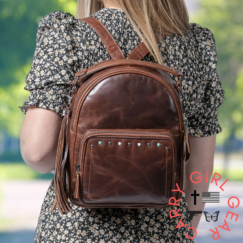 Concealed Carry Sawyer Leather Backpack By Lady Conceal Backpacks