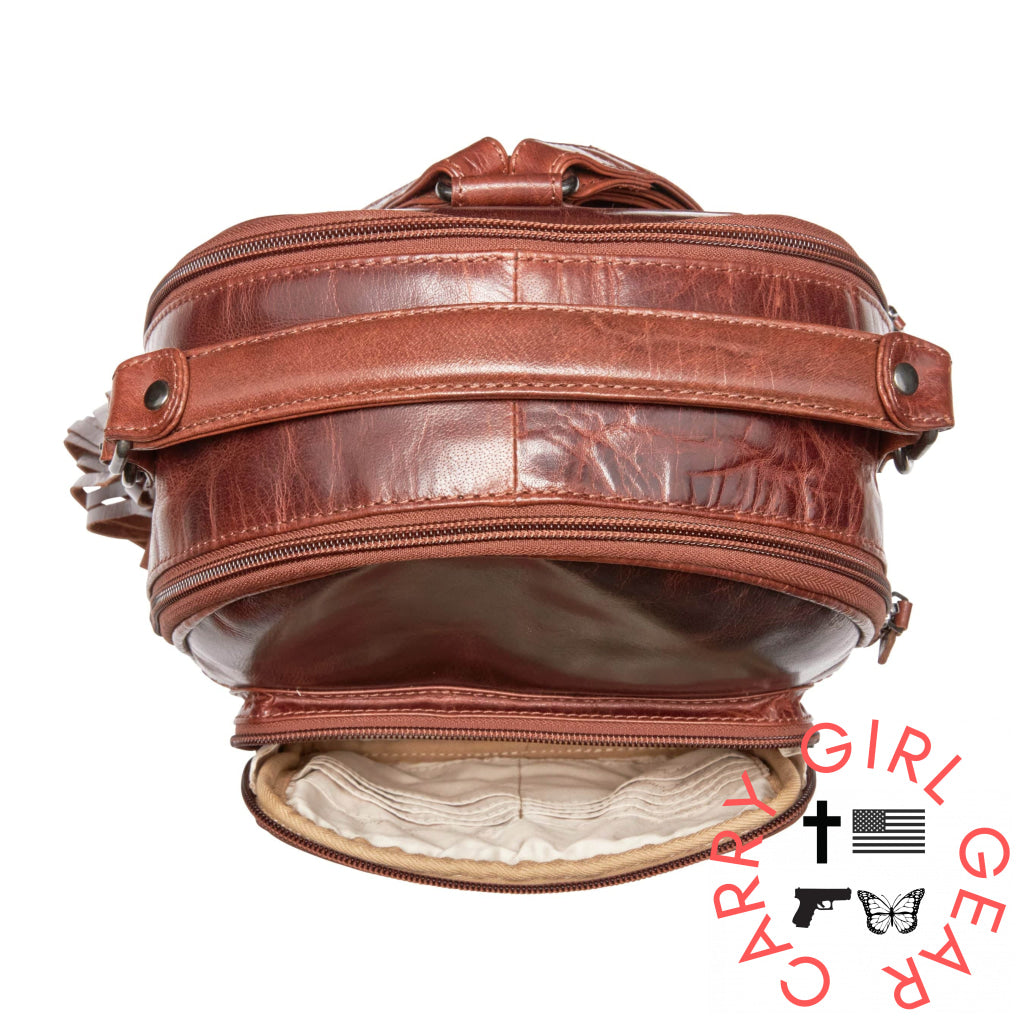 Concealed Carry Sawyer Leather Backpack By Lady Conceal Backpacks