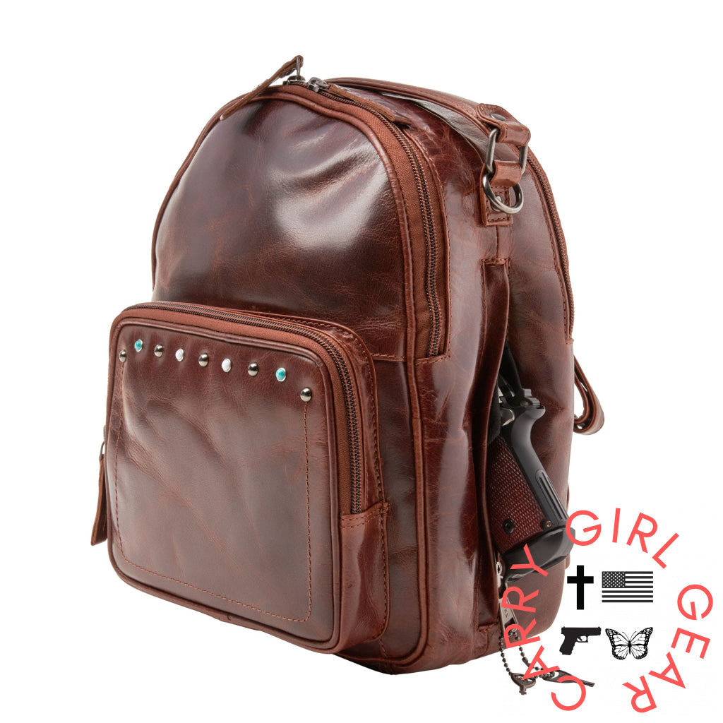 Concealed Carry Sawyer Leather Backpack By Lady Conceal Backpacks