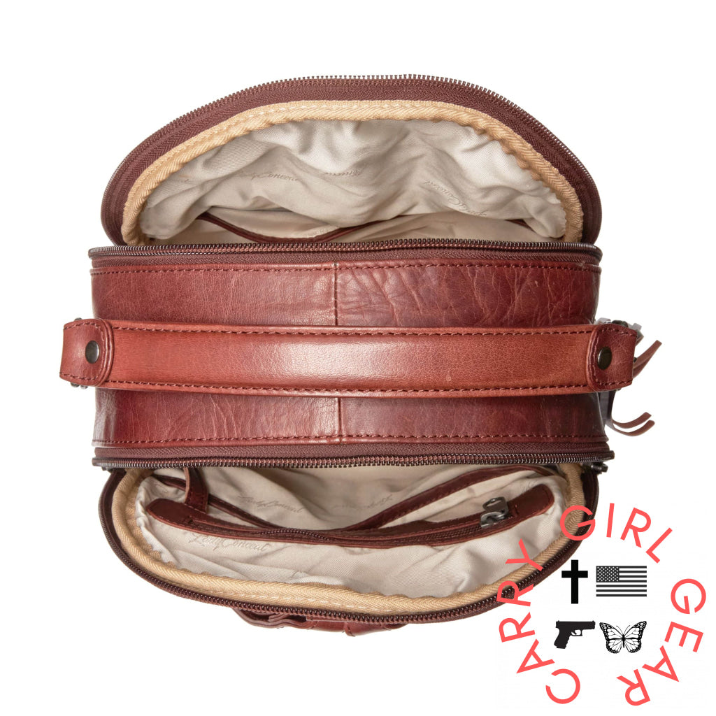 Concealed Carry Sawyer Leather Backpack By Lady Conceal Backpacks