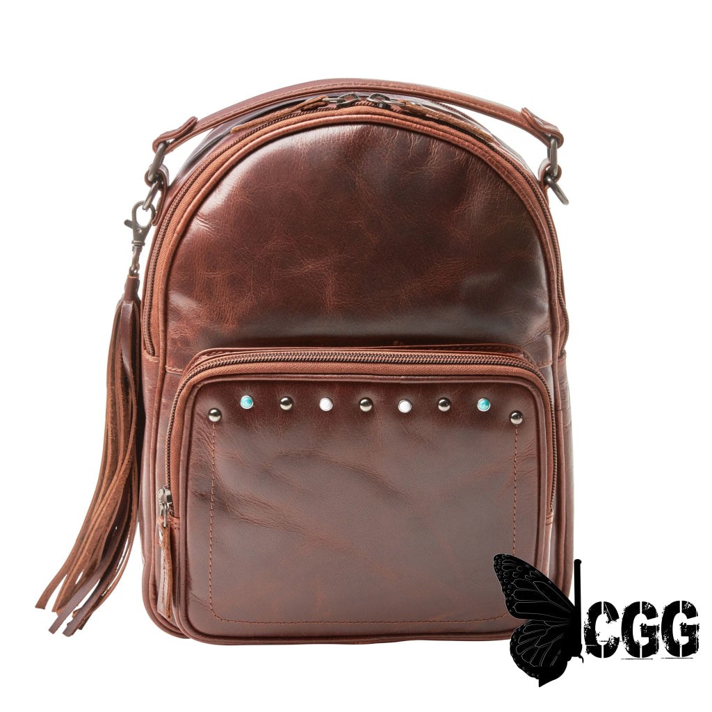 Concealed Carry Sawyer Leather Backpack By Lady Conceal Cognac Backpacks