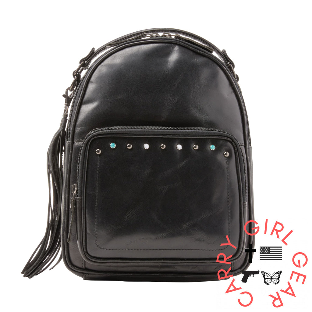 Concealed Carry Sawyer Leather Backpack By Lady Conceal Dusty Black Backpacks
