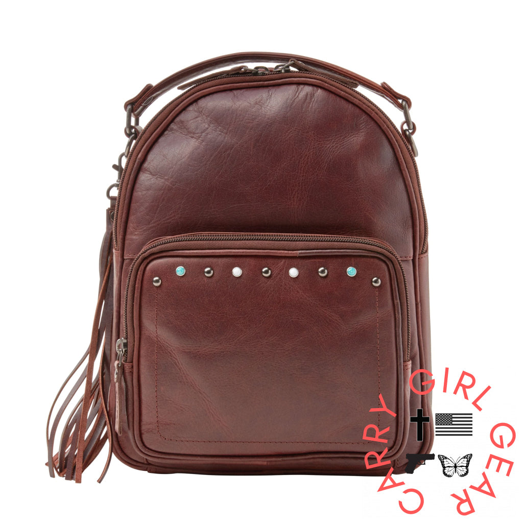 Concealed Carry Sawyer Leather Backpack By Lady Conceal Mahogany Backpacks