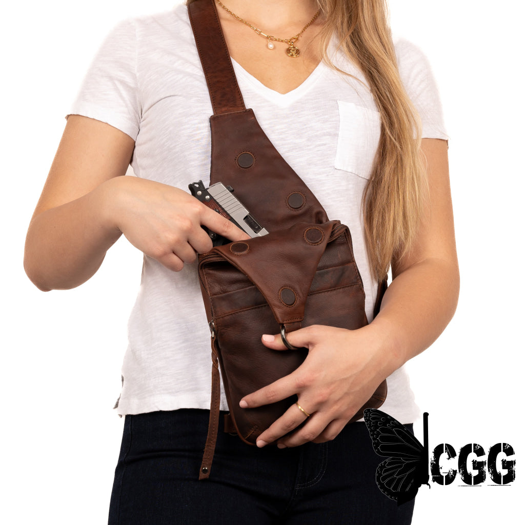 Concealed Carry Unisex Dakota Leather Sling By Lady Conceal