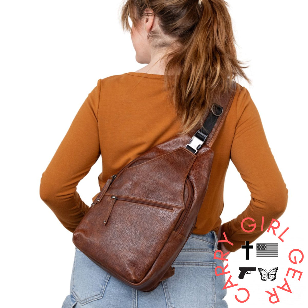 Concealed Carry Unisex Grayson Buffalo Leather Sling By Lady Conceal