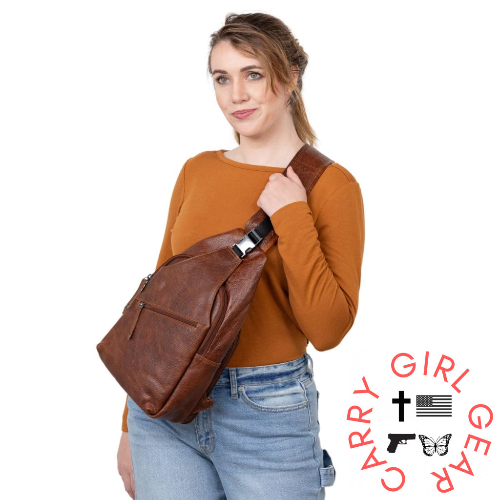 Concealed Carry Unisex Grayson Buffalo Leather Sling By Lady Conceal