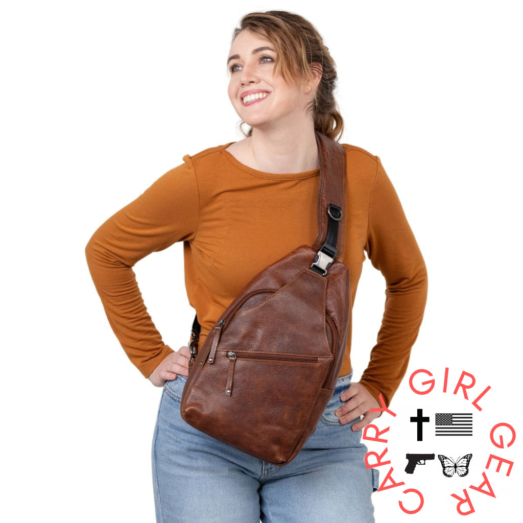 Concealed Carry Unisex Grayson Buffalo Leather Sling By Lady Conceal