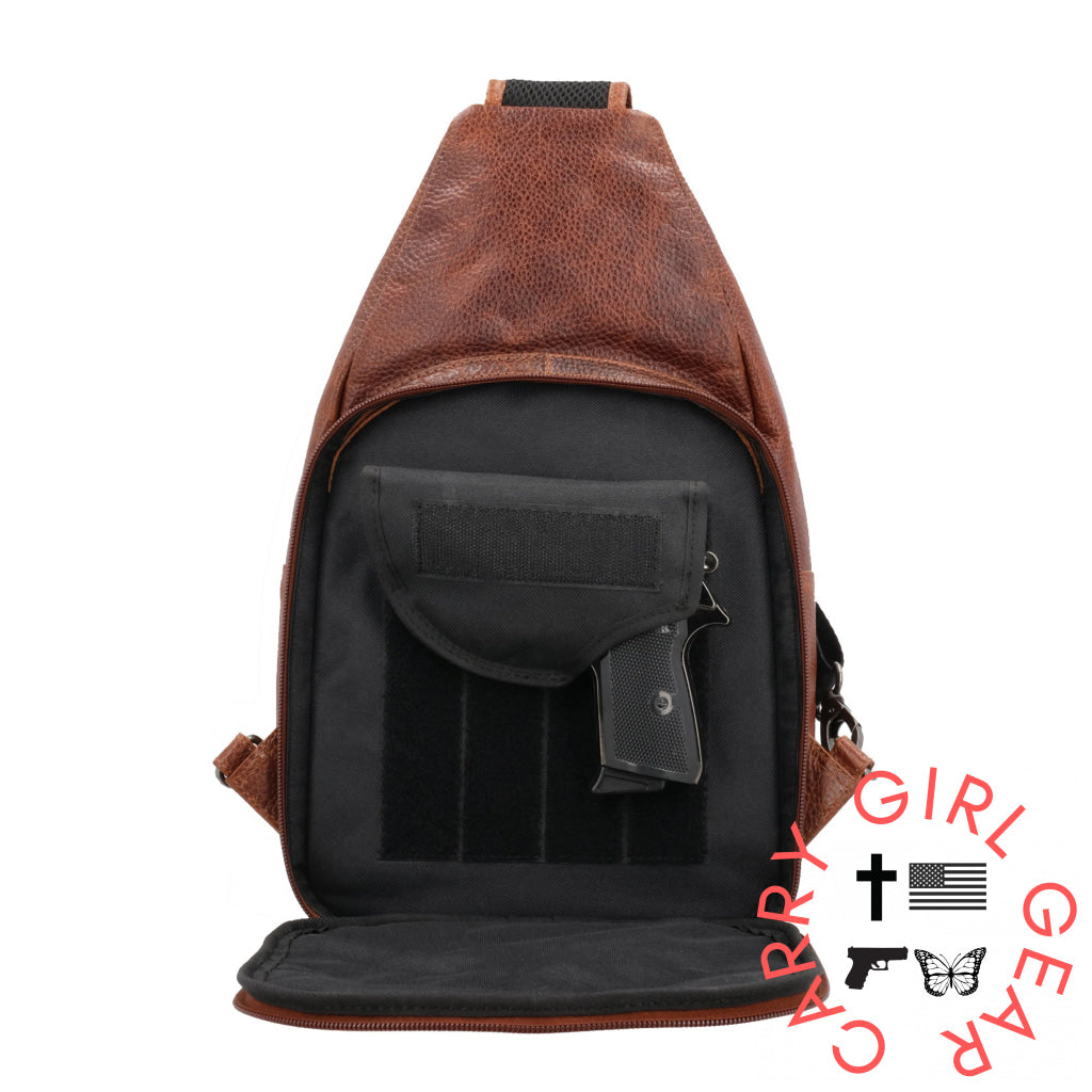 Concealed Carry Unisex Grayson Buffalo Leather Sling By Lady Conceal