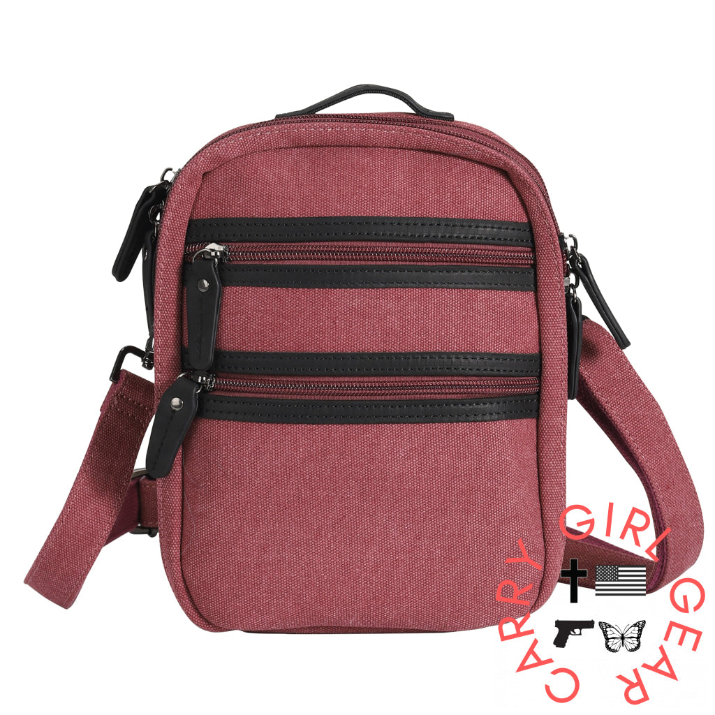 Concealed Carry Unisex Jax Canvas Crossbody by DS Conceal Brick Red Canvas