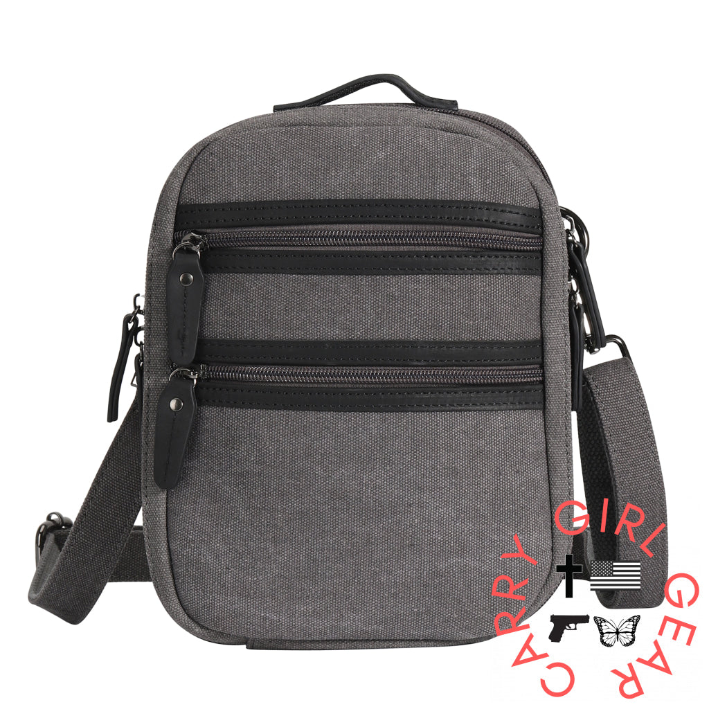 Concealed Carry Unisex Jax Canvas Crossbody by DS Conceal Gray Canvas