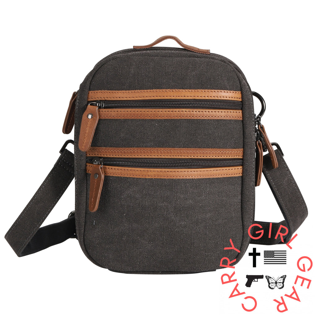 Concealed Carry Unisex Jax Canvas Crossbody by DS Conceal Slate Canvas