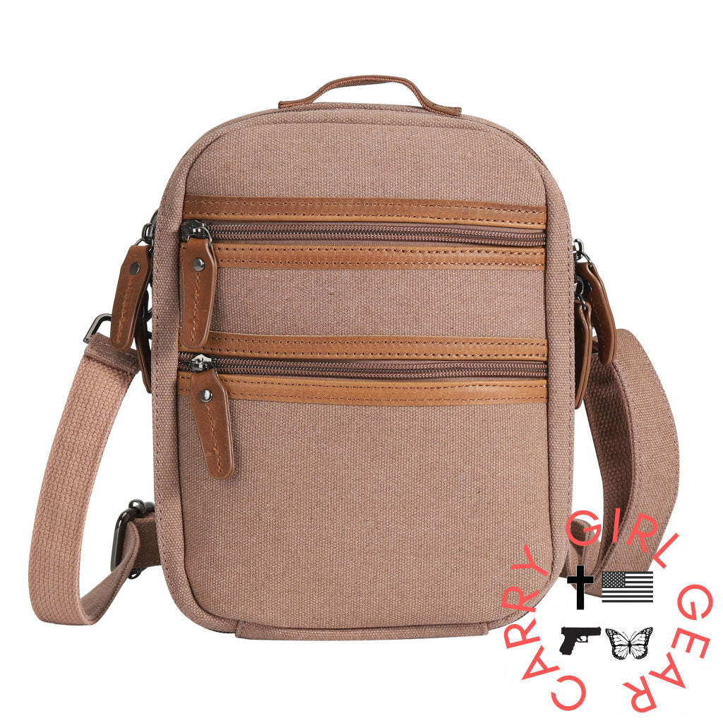 Concealed Carry Unisex Jax Canvas Crossbody by DS Conceal Tan