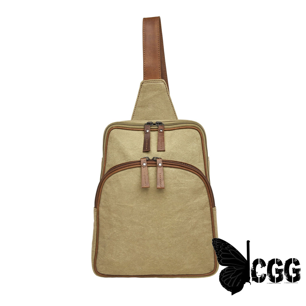 Concealed Carry Unisex Kennedy Canvas Sling Backpack Khaki Backpacks