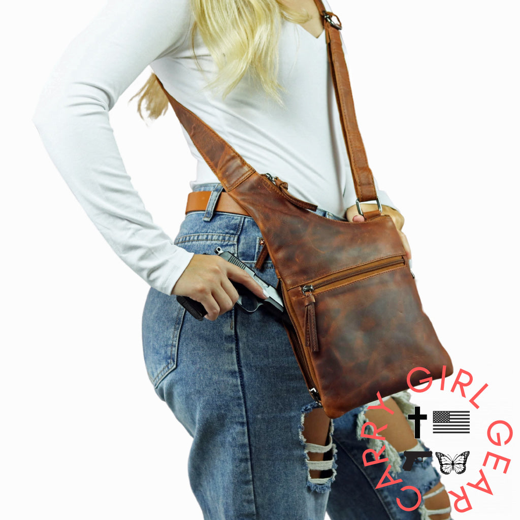 Concealed Carry Unisex Remi Leather Crossbody By Lady Conceal Bags