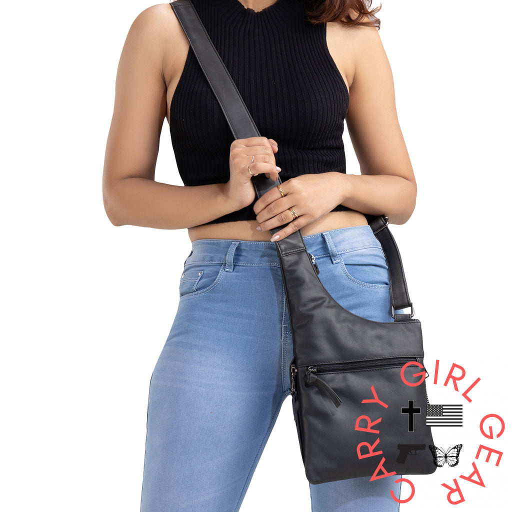 Concealed Carry Unisex Remi Leather Crossbody By Lady Conceal Bags