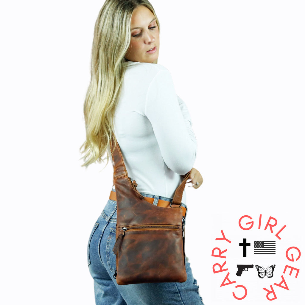 Concealed Carry Unisex Remi Leather Crossbody By Lady Conceal Bags