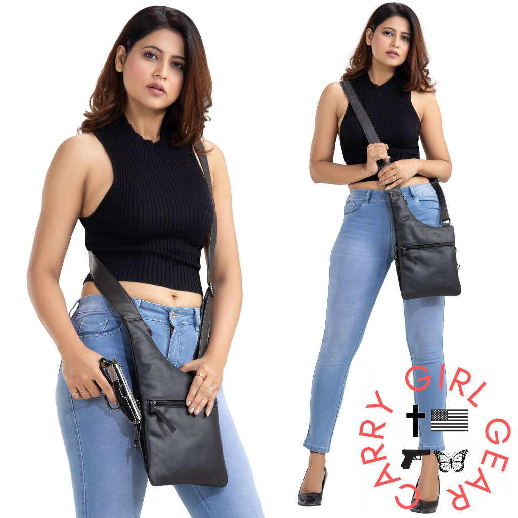 Concealed Carry Unisex Remi Leather Crossbody By Lady Conceal Bags